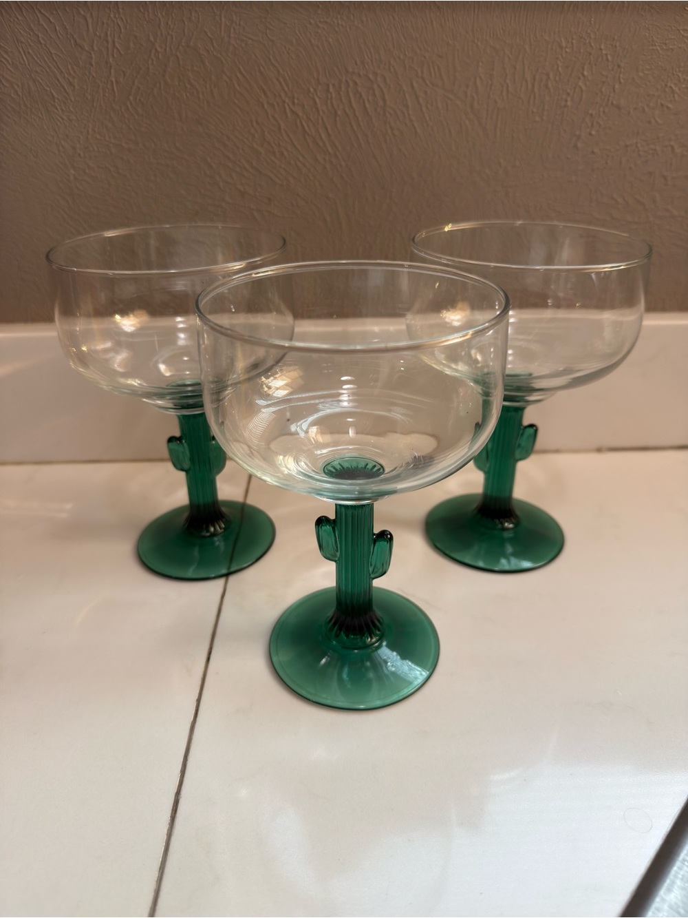 3 Cactus Margarita Glasses